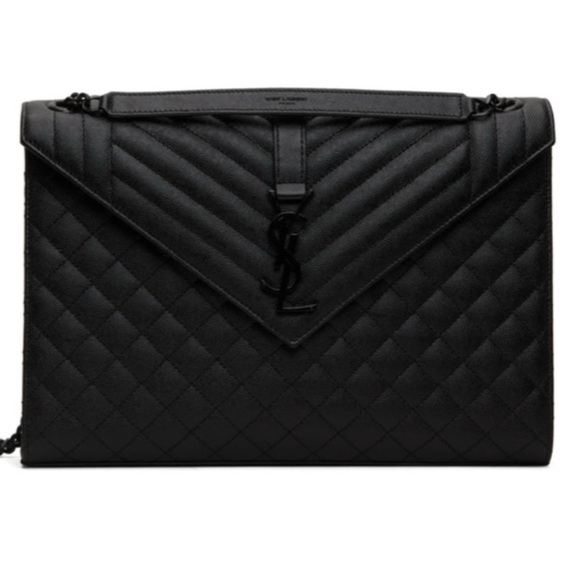 Yves Saint Laurent Handbags - YSL Triquilt Large Envelope Bag Noir